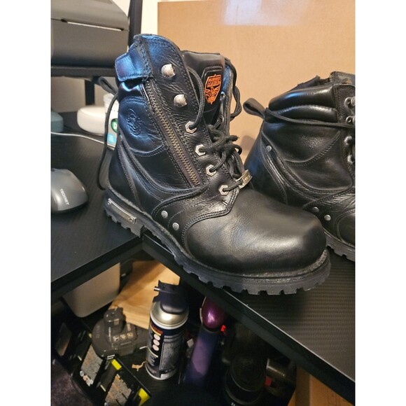 Milwaukee Men\'s Black Leather 6-inch Lace-Up Motorcycle Biker Boot Sz 8
